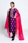 Buy_Label Earthen_Purple Chanderi Silk Banarasi Kurta Set  _at_Aza_Fashions