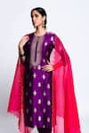 Shop_Label Earthen_Purple Chanderi Silk Banarasi Kurta Set  _at_Aza_Fashions