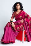 Buy_Label Earthen_Pink Raw Silk Handwoven Printed Saree  _at_Aza_Fashions