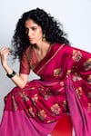 Label Earthen_Pink Handwoven Silk Printed Saree_Online_at_Aza_Fashions
