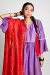 Shop_Label Earthen_Purple Chanderi , Organza Kurta Set _at_Aza_Fashions