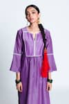 Label Earthen_Purple Chanderi , Organza Kurta Set _Online_at_Aza_Fashions