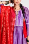 Buy_Label Earthen_Purple Chanderi , Organza Kurta Set _Online_at_Aza_Fashions