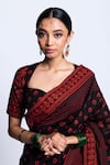 Label Earthen_Black Chanderi Silk Printed Saree  _Online_at_Aza_Fashions