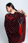 Shop_Label Earthen_Black Chanderi Silk Printed Saree  _Online_at_Aza_Fashions