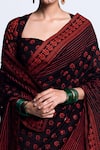 Label Earthen_Black Chanderi Silk Printed Saree  _at_Aza_Fashions