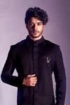 Buy_Smriti By Anju Agarwal_Black Terrycot Pleated Sherwani And Pant Set_Online_at_Aza_Fashions
