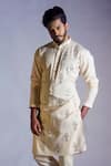 Buy_Smriti by Anju Agarwal_White Jupiter Linen Embroidered Kurta And Pant Set _at_Aza_Fashions