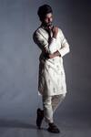 Smriti by Anju Agarwal_White Jupiter Linen Embroidered Kurta And Pant Set_Online_at_Aza_Fashions