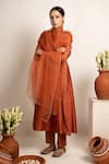 Buy_Rashi Jain_Orange Chanderi Gulbano Anarkali Set _at_Aza_Fashions