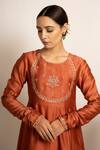 Buy_Rashi Jain_Orange Chanderi Gulbano Anarkali Set _Online_at_Aza_Fashions