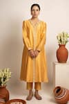 Rashi Jain_Yellow Chanderi Nikat Kurta Set _Online_at_Aza_Fashions