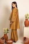 Shop_Rashi Jain_Gold Chanderi Zabya Kurta Sharara Set _at_Aza_Fashions