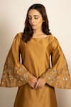 Rashi Jain_Gold Chanderi Zabya Kurta Sharara Set _Online_at_Aza_Fashions