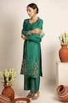 Rashi Jain_Green Chanderi Zainab Kurta Set _Online_at_Aza_Fashions
