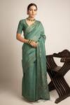 Shop_Rashi Jain_Green Bageecha Chanderi Saree_at_Aza_Fashions