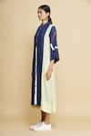 Shop_Bhavik Shah_Blue Cotton Silk Colorblock Shirt Dress_Online_at_Aza_Fashions