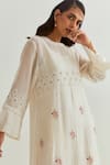 Prama By Pratima Pandey_Ivory Chanderi Embroidered Chikankari Round Maxi Dress With Inner  _Online_at_Aza_Fashions