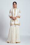 Shop_Sheetal Batra_White Kurta Chanderi Silk Gharara Georgette Round And Set _at_Aza_Fashions