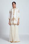 Sheetal Batra_White Kurta Chanderi Silk Gharara Georgette Round And Set _Online_at_Aza_Fashions