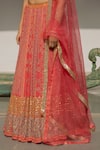 Surbhi Gupta_Pink Organza, Georgette, Cotton Silk V Neck Printed Lehenga Set _at_Aza_Fashions