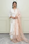 Buy_Sheetal Batra_White Modal Satin, Organza, Chanderi Notched Choga Kurta Set _at_Aza_Fashions