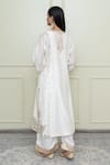Shop_Sheetal Batra_White Modal Satin, Organza, Chanderi Notched Choga Kurta Set _at_Aza_Fashions
