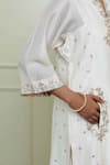 Shop_Sheetal Batra_White Modal Satin, Organza, Chanderi Notched Choga Kurta Set _Online_at_Aza_Fashions