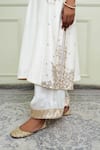 Sheetal Batra_White Modal Satin, Organza, Chanderi Notched Choga Kurta Set _at_Aza_Fashions