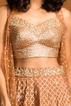 Buy_Izzumi Mehta_Gold Blouse And Lehenga Chanderi Jacket Net Zardozi Embroidered Set _Online_at_Aza_Fashions