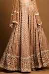 Shop_Izzumi Mehta_Gold Blouse And Lehenga Chanderi Jacket Net Zardozi Embroidered Set _Online_at_Aza_Fashions