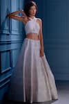 Angad Singh_Pink Halter Silk Embroidered Lehenga Set  _Online_at_Aza_Fashions