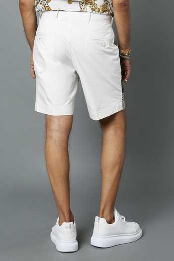 House Of Three_White Cotton Poplin Jewel Dravida Print Shorts _Online_at_Aza_Fashions