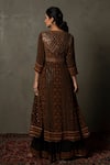 Shop_RI.Ritu Kumar_Black Anarkali Rayon Crepe, Dupatta Viscose Chinon, Palazzo Embroidered Set _at_Aza_Fashions
