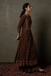 RI.Ritu Kumar_Black Anarkali Rayon Crepe, Dupatta Viscose Chinon, Palazzo Embroidered Set _Online_at_Aza_Fashions