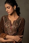 Shop_RI.Ritu Kumar_Black Anarkali Rayon Crepe, Dupatta Viscose Chinon, Palazzo Embroidered Set _Online_at_Aza_Fashions
