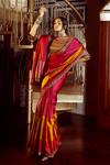 Tarun Tahiliani_Yellow Saree-silk Embroidered Mirror Silk Colorblock Saree With Blouse For Women_Online_at_Aza_Fashions