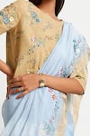 Payal Pratap_Gold Cotton Handloom Embroidery Round Blouse _Online_at_Aza_Fashions