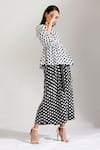 Label Earthen_Black Cotton Mal Round Polka Dot Print Skirt Set _Online_at_Aza_Fashions