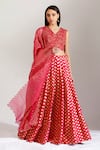 Buy Label Earthen Pink Cotton Mal, Organza Silk V Neck Polka Dot Print Lehenga Set at Aza Fashions Buy_Label Earthen_Pink Cotton Mal, Organza Silk V Neck Polka Dot Print Lehenga Set _at_Aza_Fashions