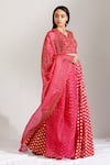 Label Earthen Pink Cotton Mal, Organza Silk V Neck Polka Dot Print Lehenga Set Online at Aza Fashions Label Earthen_Pink Cotton Mal, Organza Silk V Neck Polka Dot Print Lehenga Set _Online_at_Aza_Fashions