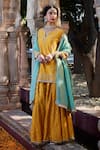 Kritika Dawar_Yellow Embroidered Chanderi Kurta Sharara Set_Online_at_Aza_Fashions