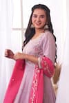 Geetika Jain_Purple Anarkali  Modal Silk Hand Embroidered With Hot Pink Dupatta _Online_at_Aza_Fashions