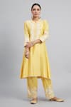 Sheetal Batra_Yellow Kurta Chanderi  Salwar Bamber Satin Dupatta Kaina Set _Online_at_Aza_Fashions