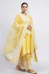 Buy_Sheetal Batra_Yellow Kurta Chanderi  Salwar Bamber Satin Dupatta Kaina Set _at_Aza_Fashions