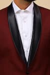 Buy_Hilo Design_Maroon Worsted Merino Wool Lapel Collar Tuxedo Set _Online_at_Aza_Fashions