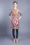 Buy_Abhishek Gupta_Purple Cotton Satin Lining Shantoon Embroidery Round Tunic Set  _at_Aza_Fashions