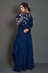 Shop_suruchi parakh_Blue Georgette Lining Shantoon Embellishment Sequin And Crop Top & Pant Set_at_Aza_Fashions