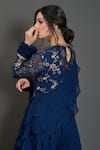 Shop_suruchi parakh_Blue Georgette Lining Shantoon Embellishment Sequin And Crop Top & Pant Set_Online_at_Aza_Fashions