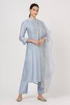 Buy_Adara Khan_Silver Chanderi Embroidered Kurta Set For Women_at_Aza_Fashions